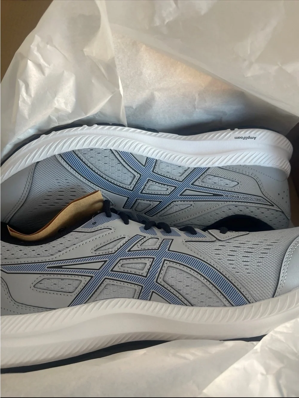 NWT asics men’s gel content 8 extra wide width running sneakers gray size 11.5 W